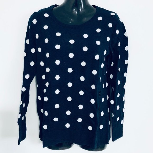 OLD NAVY SWEATER, NAVY BLUE WHITE POLKA DOTS - Picture 1 of 2